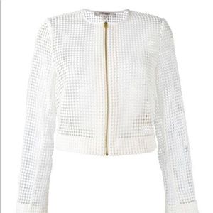 Diane Von Furstenberg White Textured Shacket